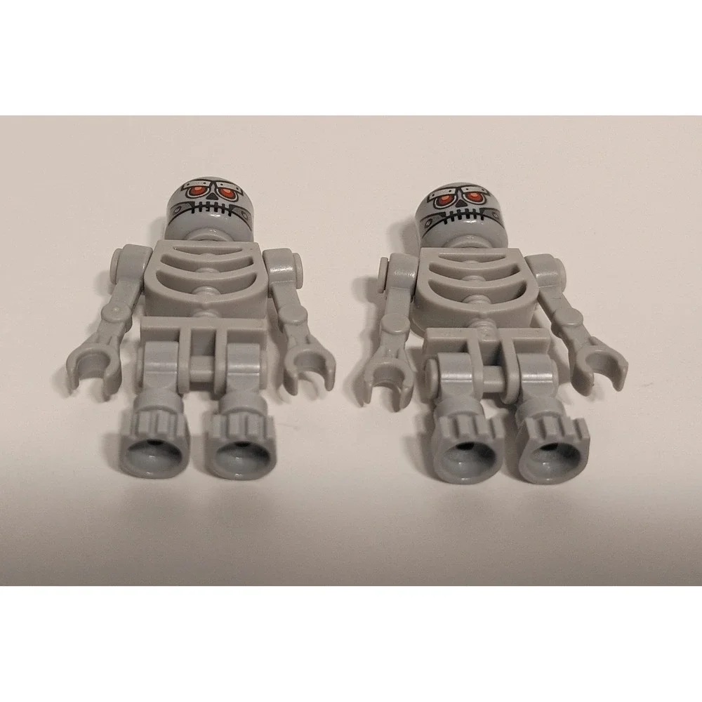 LEGO Monster Robot MINIFIG SKELETON w/Halloween Movie Metal Robo Skull Head X2